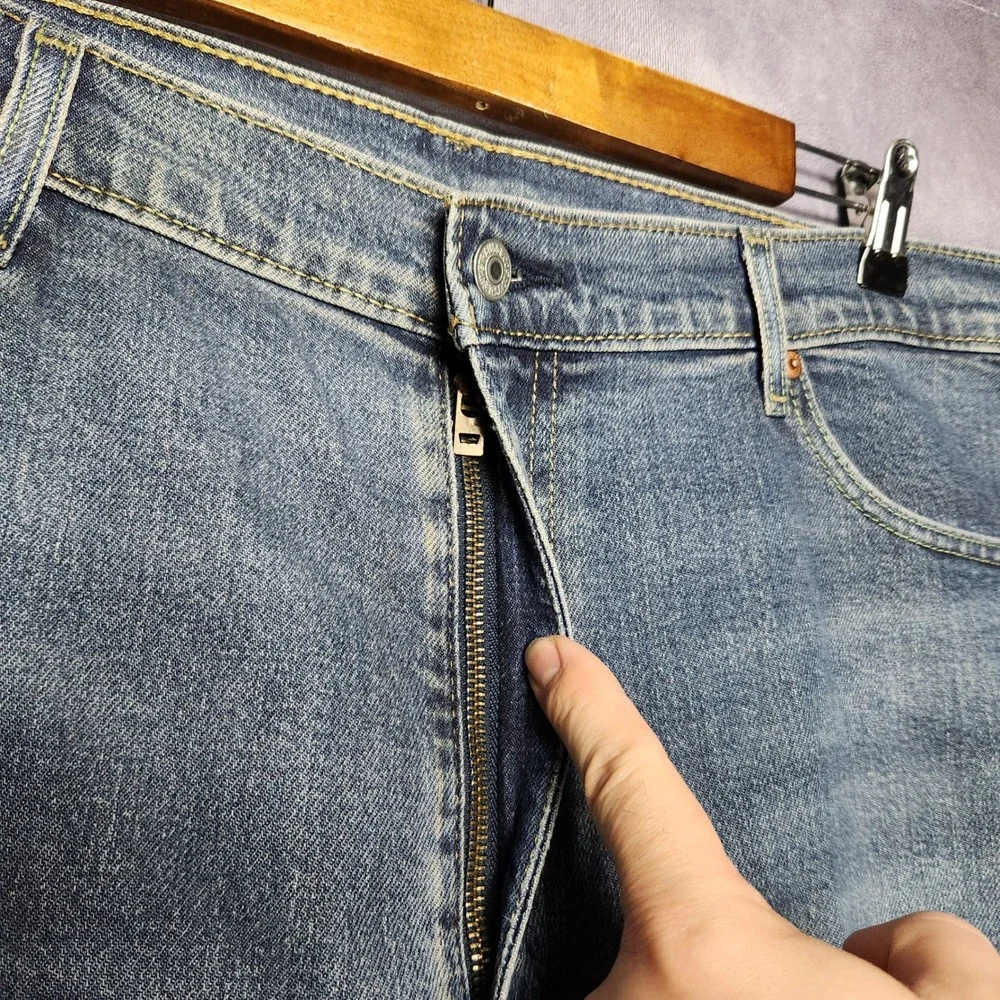 Levis 505 Regular Fit Jeans Mens 40x30 Blue‎ Straight Leg Iron Creased